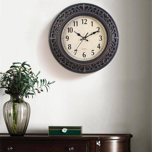 Horloge vintage en métal 25cm Antique - vue 3 sur 8