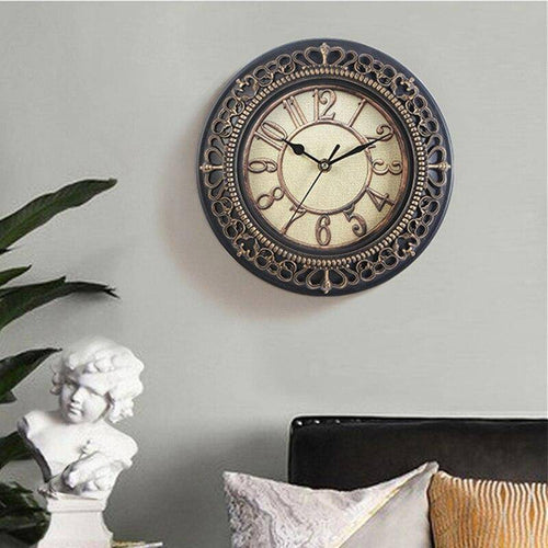 Horloge vintage en métal 25cm Antique - vue 4 sur 8