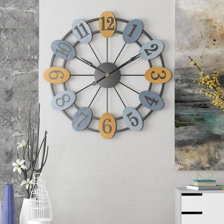 Horloge murale ronde avec chiffres dans bulles colorées 50cm - vue 2 sur 5