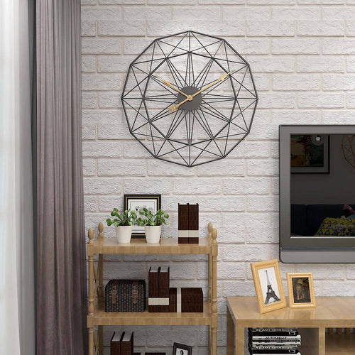 Horloge murale design rond géométrique en métal 50cm - vue 3 sur 5