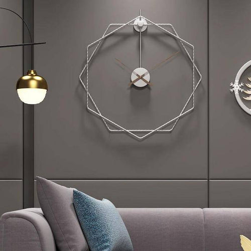 Horloge murale design hexagones décalés en métal - vue 6 sur 7