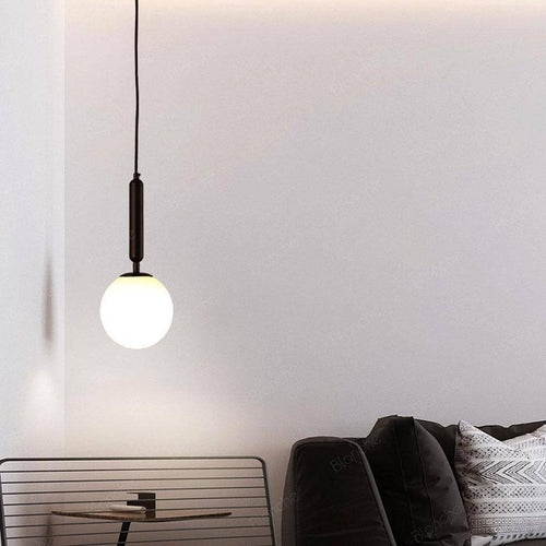 Suspension design LED avec tube en acier et sphère en verre Luxury - vue 3 sur 8
