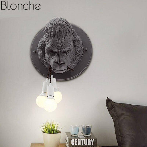 Applique murale design LED avec tête de gorille en résine Light - vue 6 sur 8