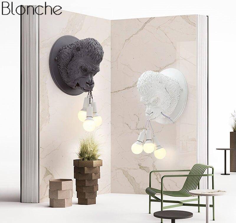 Applique murale design LED avec tête de gorille en résine Light - vue 2 sur 8
