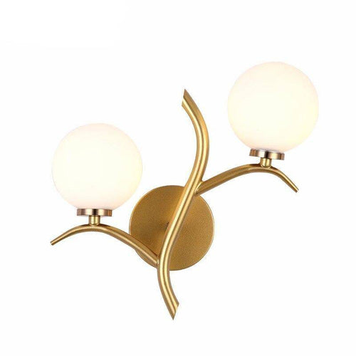 Applique murale design LED dorée avec double boules en verre Luxury - vue 5 sur 6