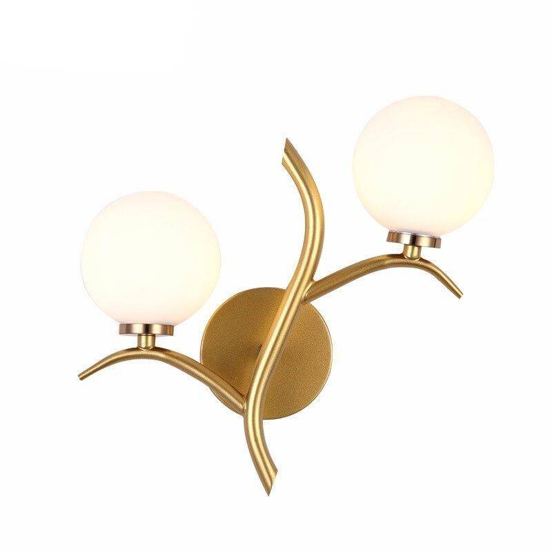 Applique murale design LED dorée avec double boules en verre Luxury - vue 4 sur 6