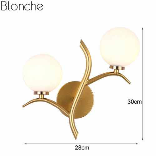 Applique murale design LED dorée avec double boules en verre Luxury - vue 6 sur 6