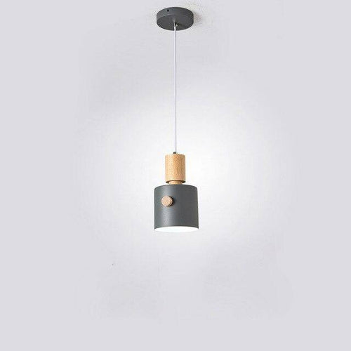 Suspension moderne LED avec abat-jour coloré en bois Nordic - vue 6 sur 7