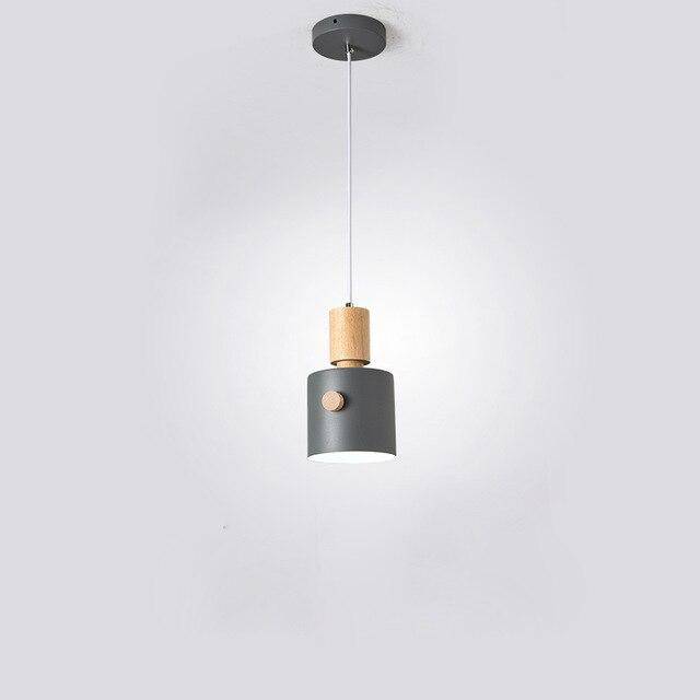 Suspension moderne LED avec abat-jour coloré en bois Nordic - vue 5 sur 7