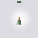 Suspension moderne LED avec abat-jour coloré en bois Nordic