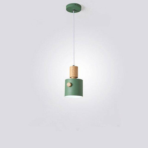 Suspension moderne LED avec abat-jour coloré en bois Nordic - vue 8 sur 7