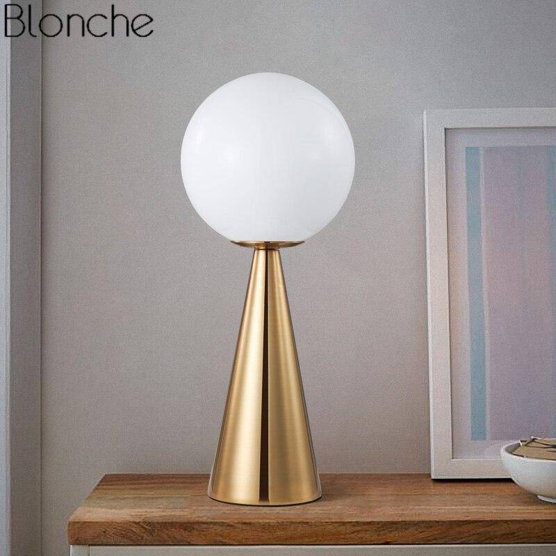 Lampe à poser design LED conique avec boule en verre - vue 4 sur 7