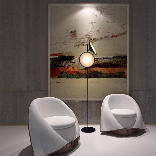 Lampadaire design LED en métal noir avec grand cercle lumineux Nordic - vue 8 sur 8