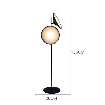 Lampadaire design LED en métal noir avec grand cercle lumineux Nordic - vue 9 sur 8