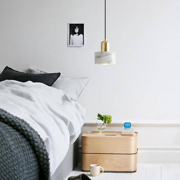 Suspension design LED dorée en marbre blanc Luxury - vue 5 sur 6