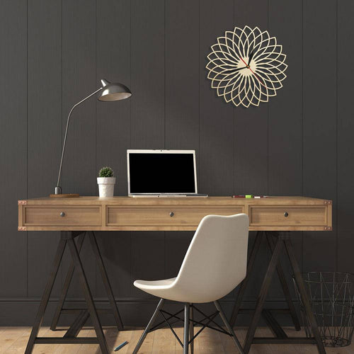 Horloge murale en bois rosace géométrique 30cm Floral - vue 2 sur 8