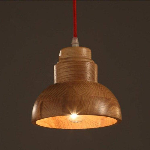 Suspension moderne LED en bois avec abat-jour arrondi Craft - vue 4 sur 6