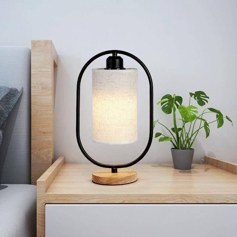 Lampe à poser moderne LED avec anneau et abat-jour tissu Nordic - vue 2 sur 6