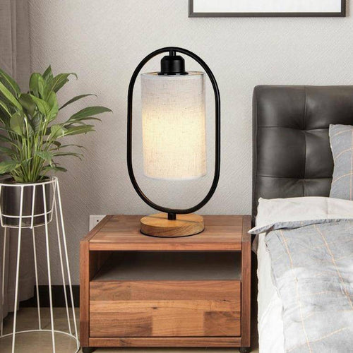 Lampe à poser moderne LED avec anneau et abat-jour tissu Nordic - vue 4 sur 6