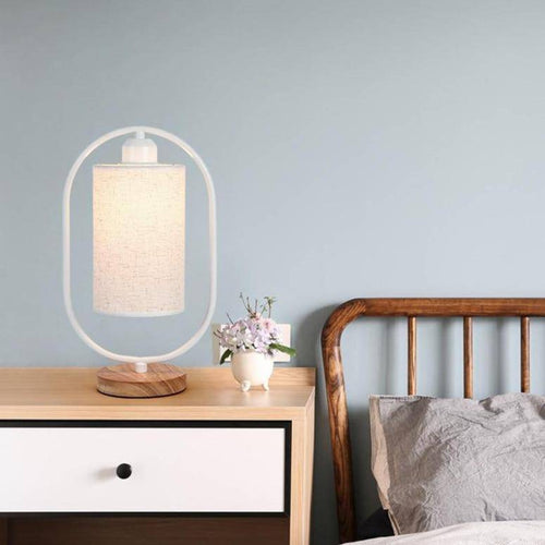 Lampe à poser moderne LED avec anneau et abat-jour tissu Nordic - vue 3 sur 6