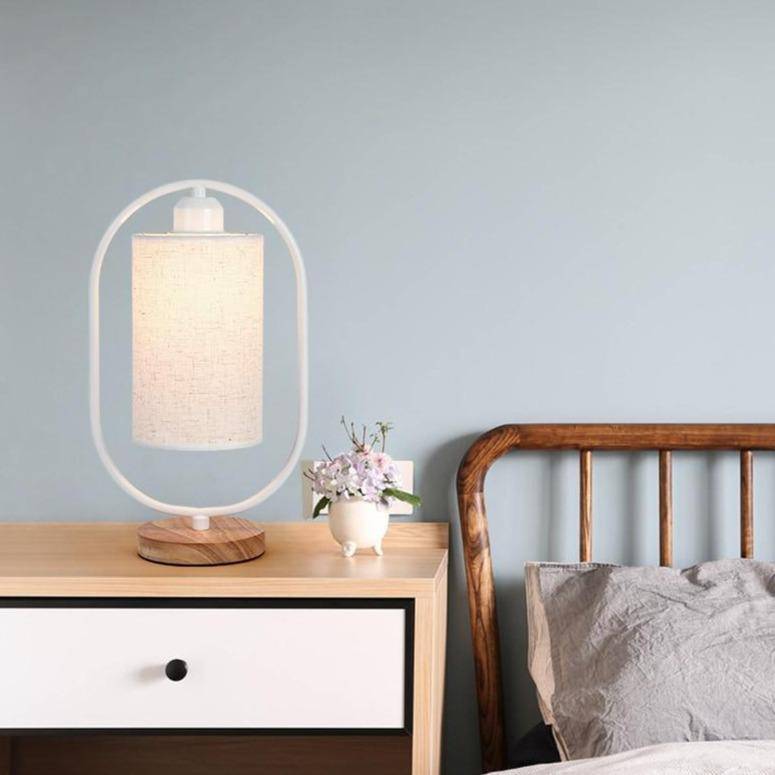 Lampe à poser moderne LED avec anneau et abat-jour tissu Nordic - vue 3 sur 6