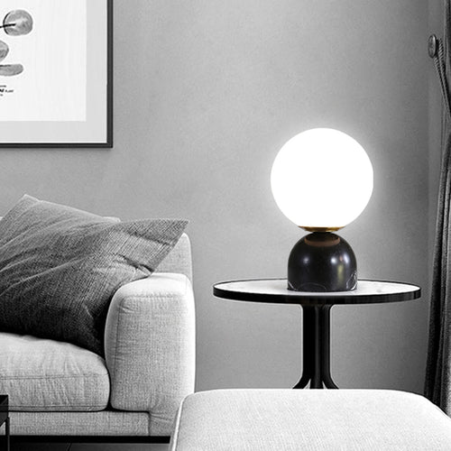 Lampe à poser moderne ronde et base style marbre Bailey - vue 5 sur 8