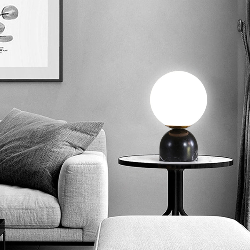 Lampe à poser moderne ronde et base style marbre Bailey - vue 4 sur 8