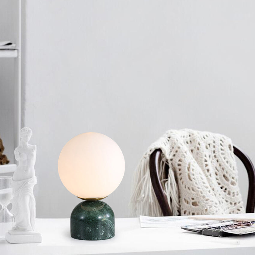 Lampe à poser moderne ronde et base style marbre Bailey - vue 3 sur 8