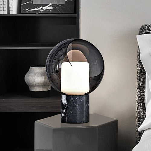 Lampe à poser design LED en marbre avec boule en verre Luxury - vue 5 sur 9