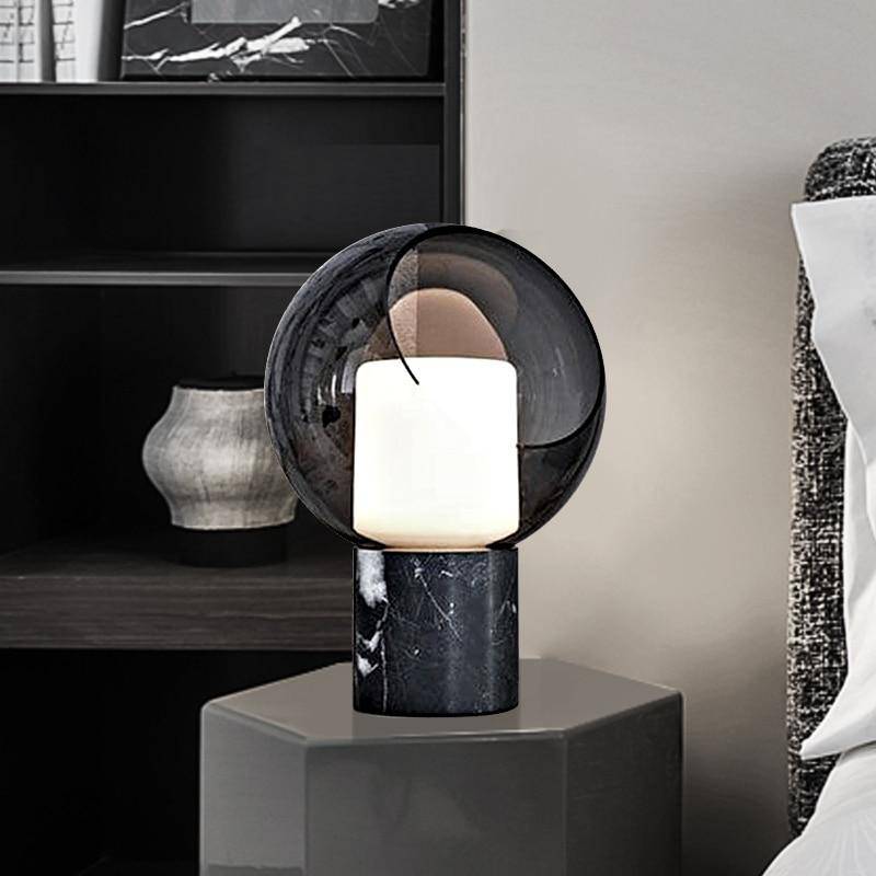 Lampe à poser design LED en marbre avec boule en verre Luxury - vue 4 sur 9