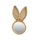 Miroir mural rond en rotin avec oreilles de lapin