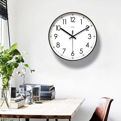 Horloge murale ronde avec chiffres noirs Minute - vue 3 sur 5