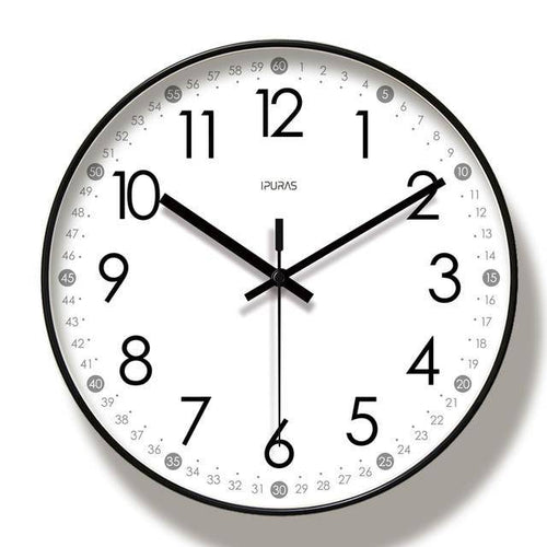 Horloge murale ronde avec chiffres noirs Minute