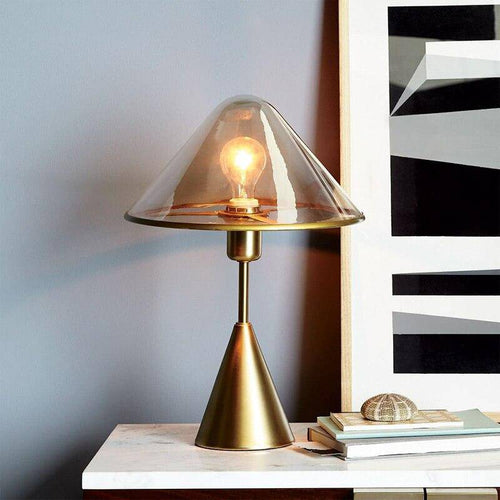 Lampe à poser design LED avec socle conique en métal doré - vue 3 sur 9