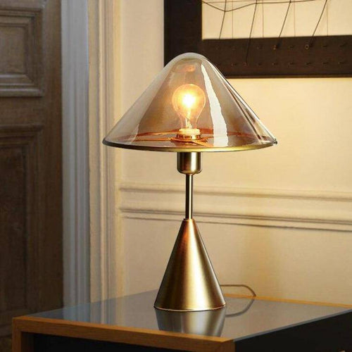 Lampe à poser design LED avec socle conique en métal doré - vue 6 sur 9