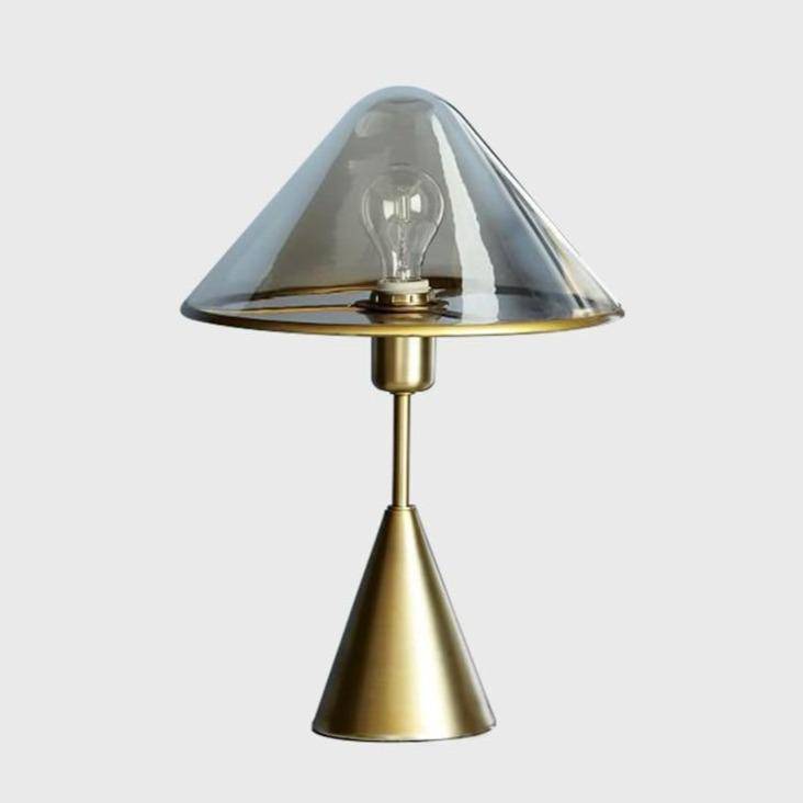 Lampe à poser design LED avec socle conique en métal doré - vue 8 sur 9
