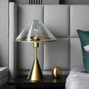 Lampe à poser design LED avec socle conique en métal doré