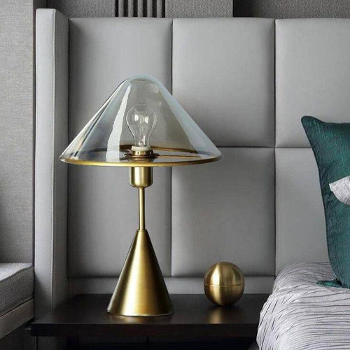 Lampe à poser design LED avec socle conique en métal doré - vue 4 sur 9