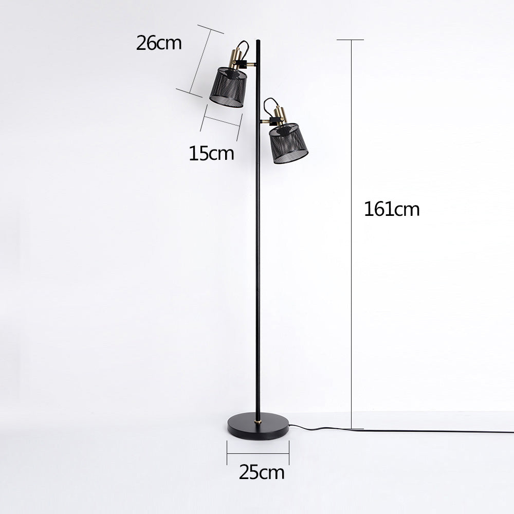 Lampadaire vintage à double tête en métal noir Priam - vue 11 sur 11