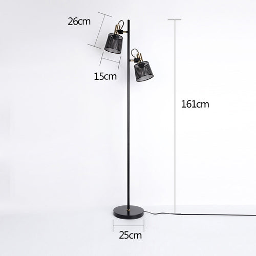 Lampadaire vintage à double tête en métal noir Priam - vue 11 sur 11