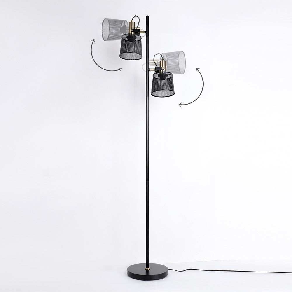 Lampadaire vintage à double tête en métal noir Priam - vue 10 sur 11