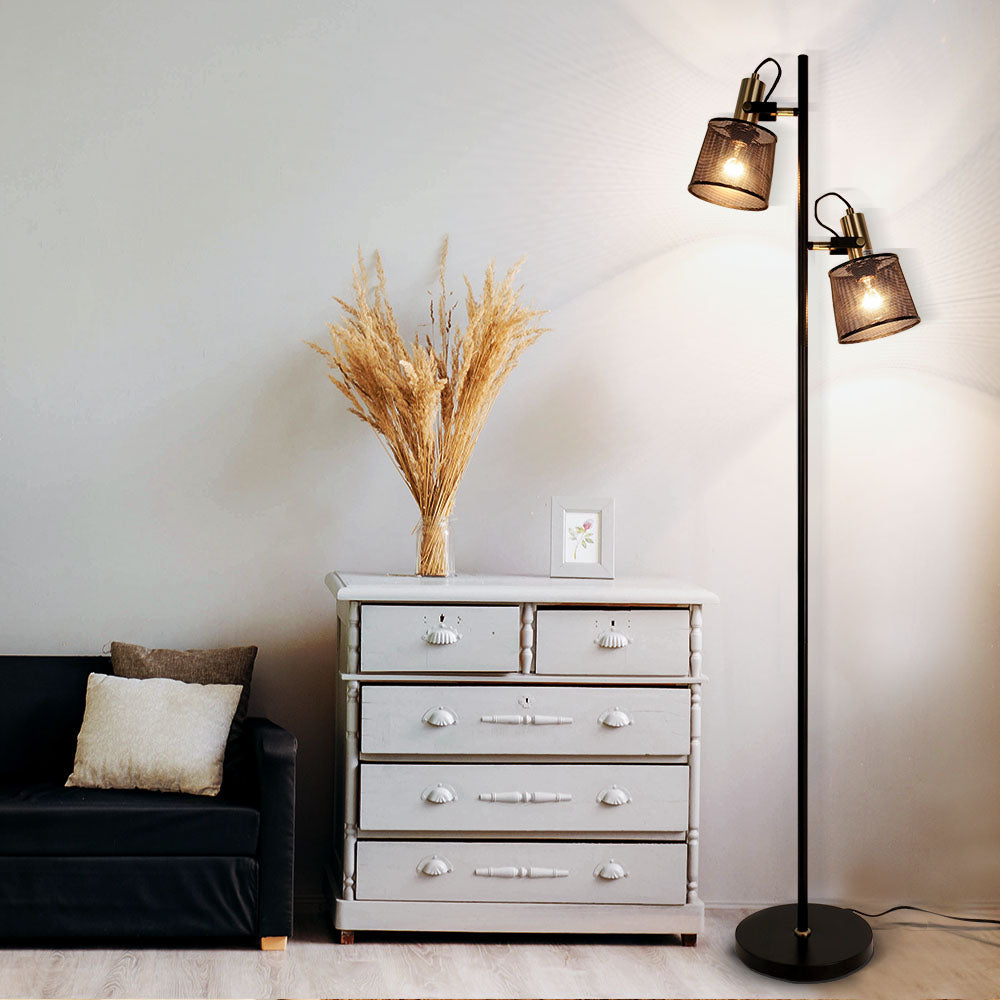 Lampadaire vintage à double tête en métal noir Priam - vue 4 sur 11