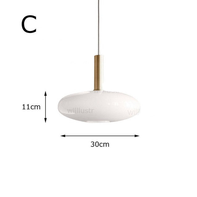 Suspension moderne ovale en verre blanc Valette - vue 6 sur 13