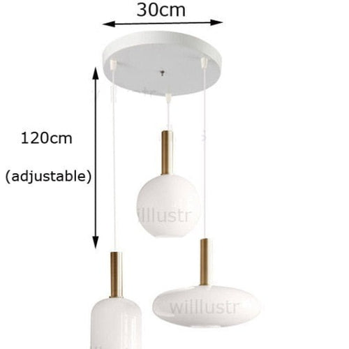 Suspension moderne ovale en verre blanc Valette - vue 11 sur 13