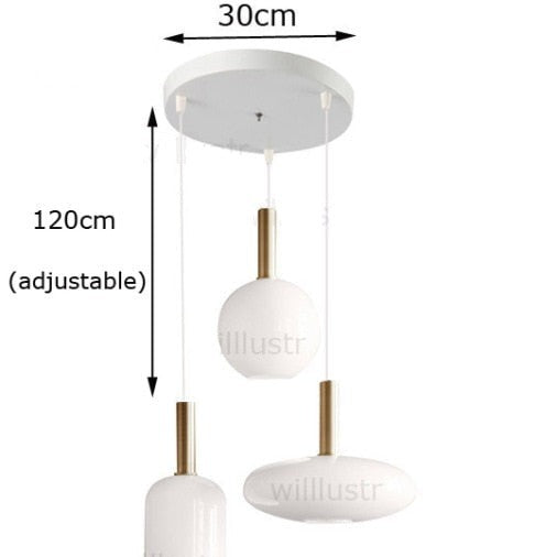 Suspension moderne ovale en verre blanc Valette - vue 10 sur 13