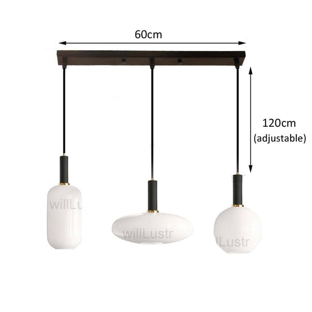 Suspension moderne ovale en verre blanc Valette - vue 13 sur 13