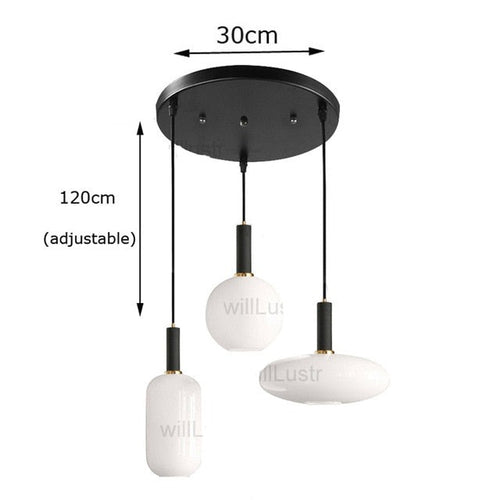 Suspension moderne ovale en verre blanc Valette - vue 13 sur 13