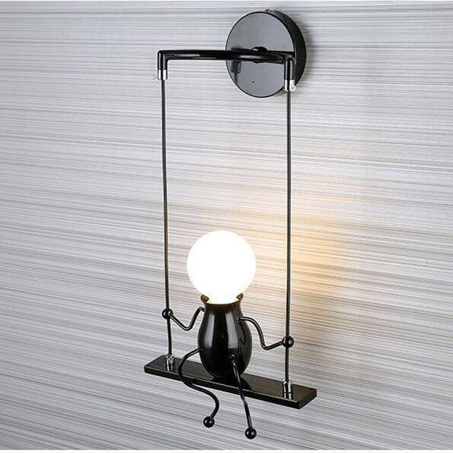 Applique murale LED bonhomme sur balançoire Decoration - vue 5 sur 7
