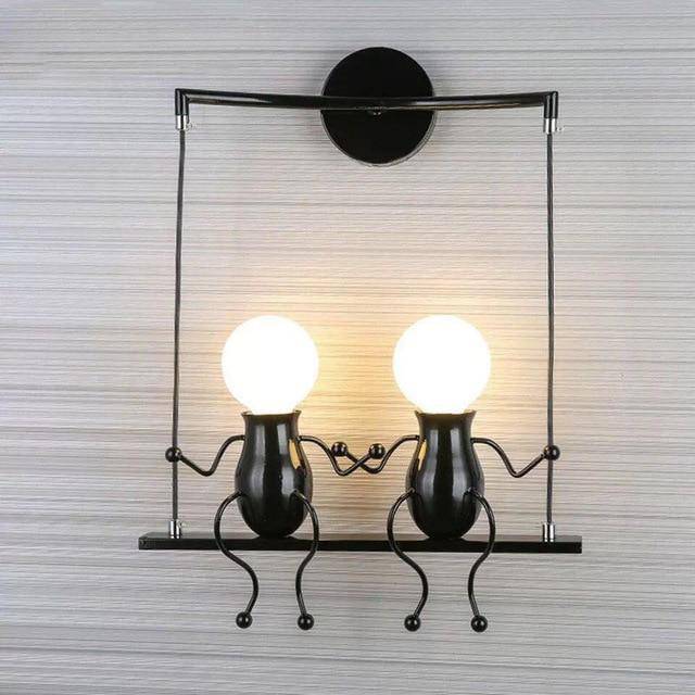 Applique murale LED bonhomme sur balançoire Decoration - vue 4 sur 7