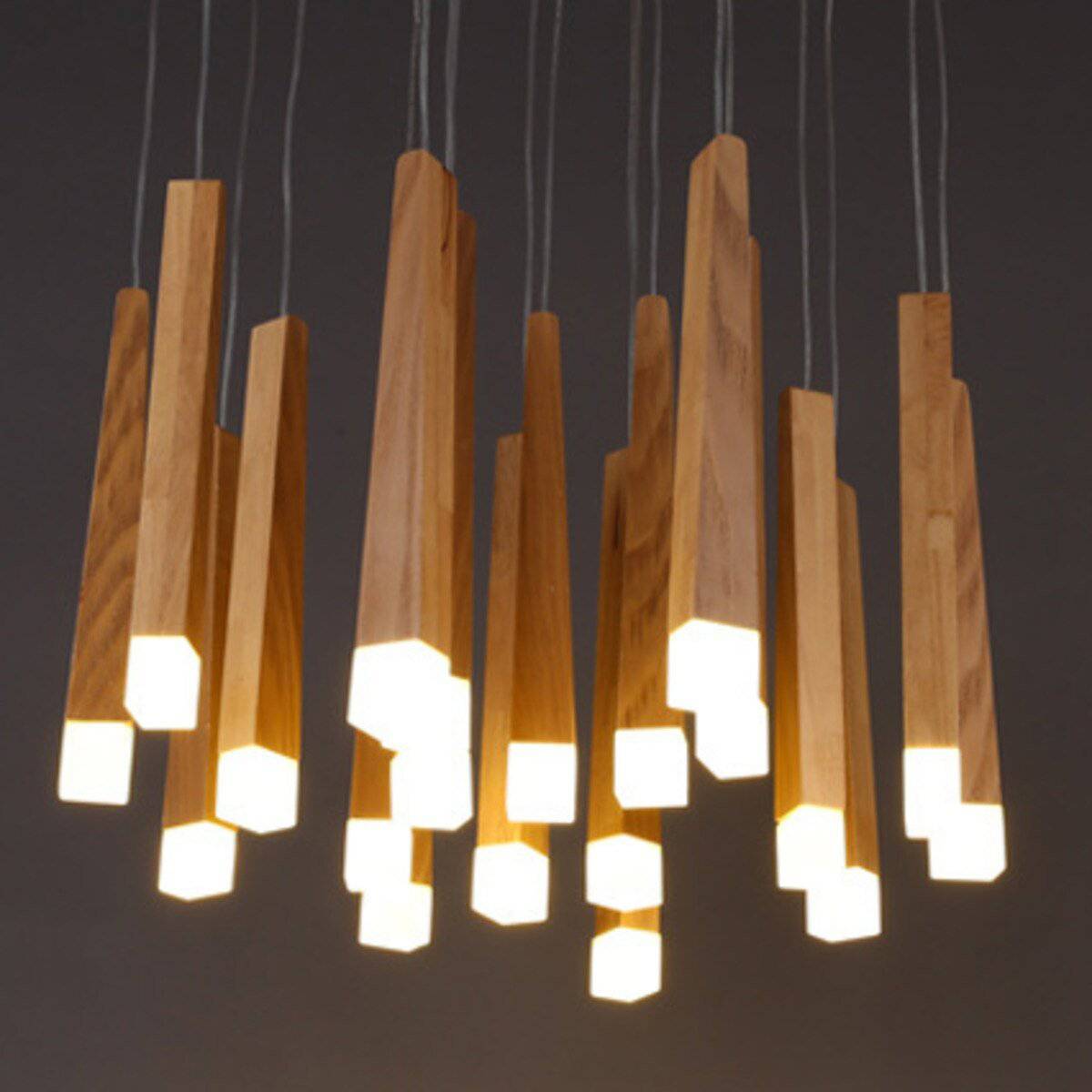 Suspension moderne longue barre en bois Nordic - vue 3 sur 4